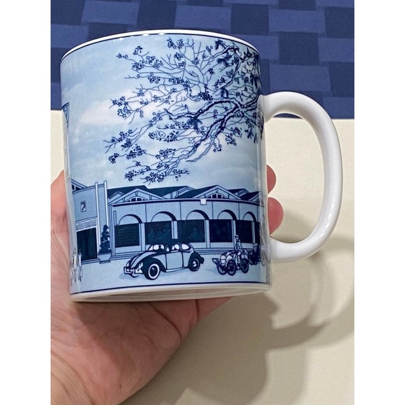 Minh Long Porcelain Blue Coffee Mug Ben Thanh Market Vietnam 12 Oz. - Picture 2 of 11